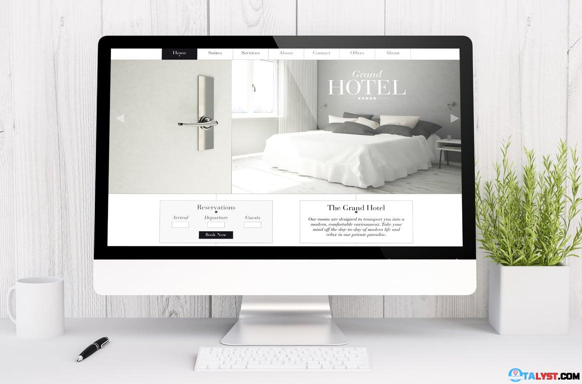 Online hotel room booking system on a website.