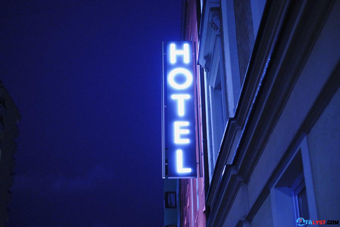 Hotel sign in the night