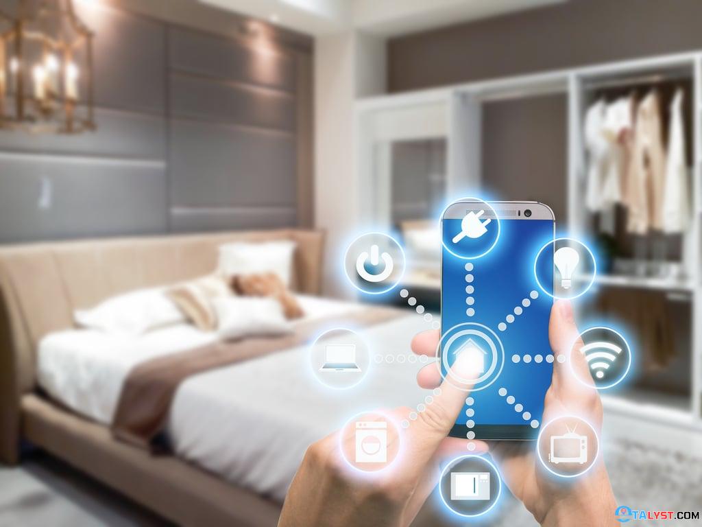 Interactive mobile app controlling hotel room features for a personalized guest experience